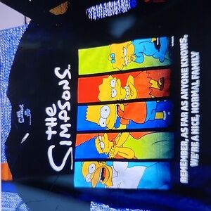 Black and Blue Short Sleeve Tee with Simpsons Graphic